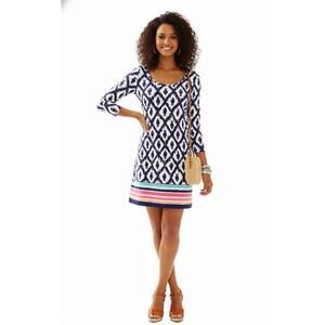 LILLY PULITZER - Navy & White Ikat Beacon Pima Cotton T-Shirt Dress - Size M